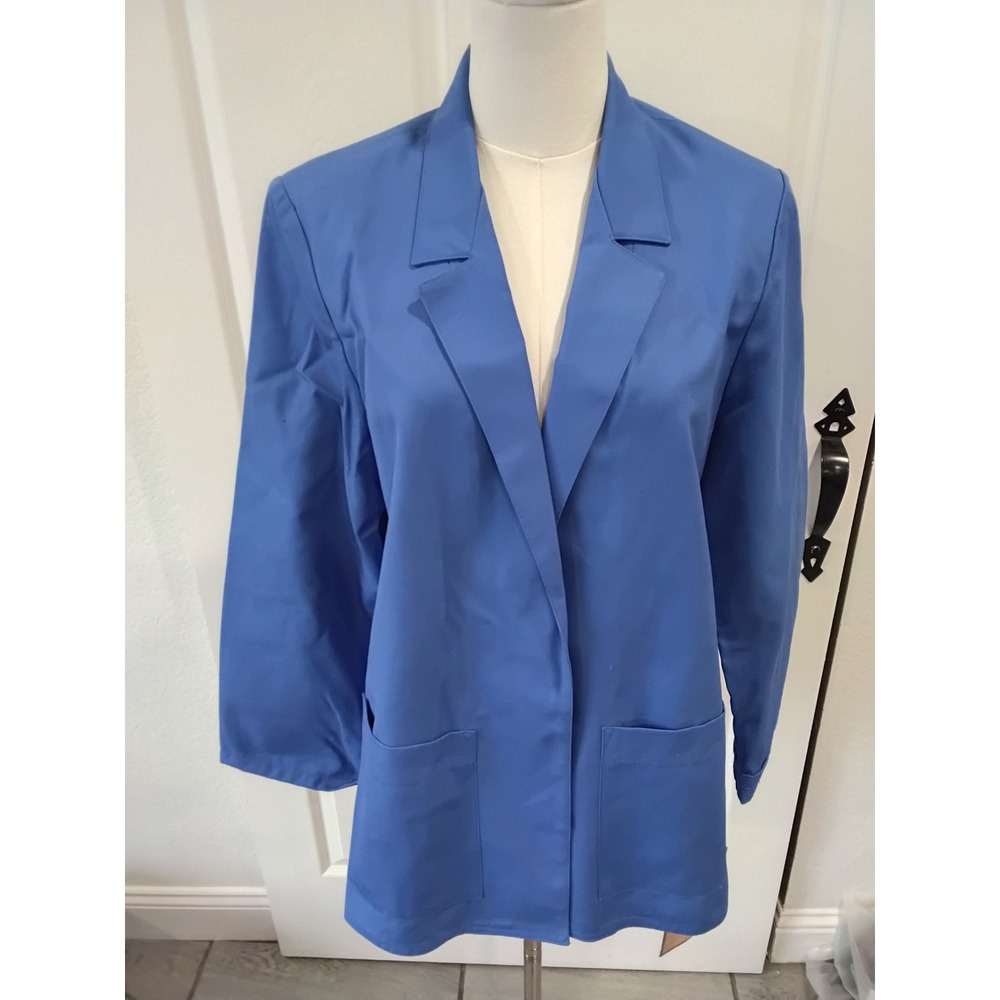 Koret Women's Blue Blazer Size 12 Classic Lapel Pockets Button‎ Front